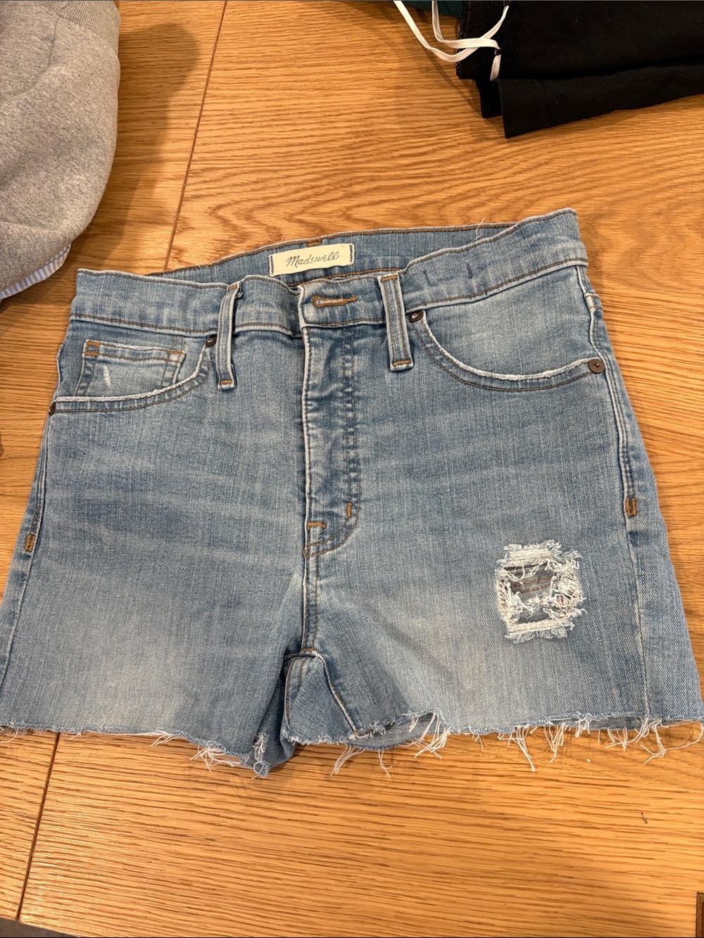 Madewell Light Wash Distressed Denim Cutoff Shorts